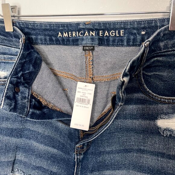 American Eagle Distressed Stretch Curvy Mom Jeans NWT Size 14 X-Short #76 - Picture 6 of 8